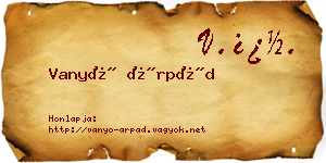 Vanyó Árpád névjegykártya
