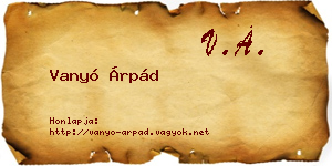 Vanyó Árpád névjegykártya