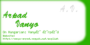 arpad vanyo business card